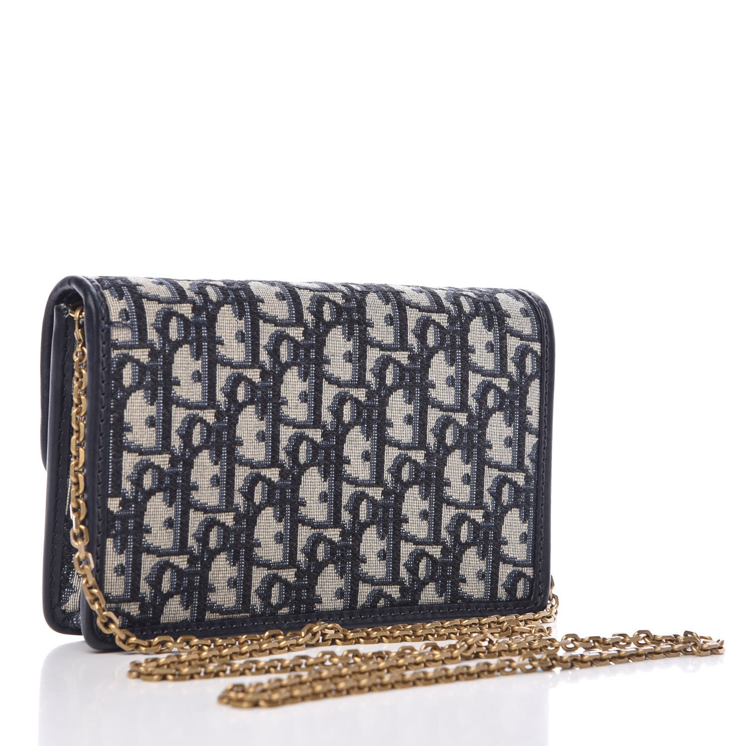 Christian Dior Oblique DiorAddict Wallet On Chain Clutch Navy Blue 3 of 9
