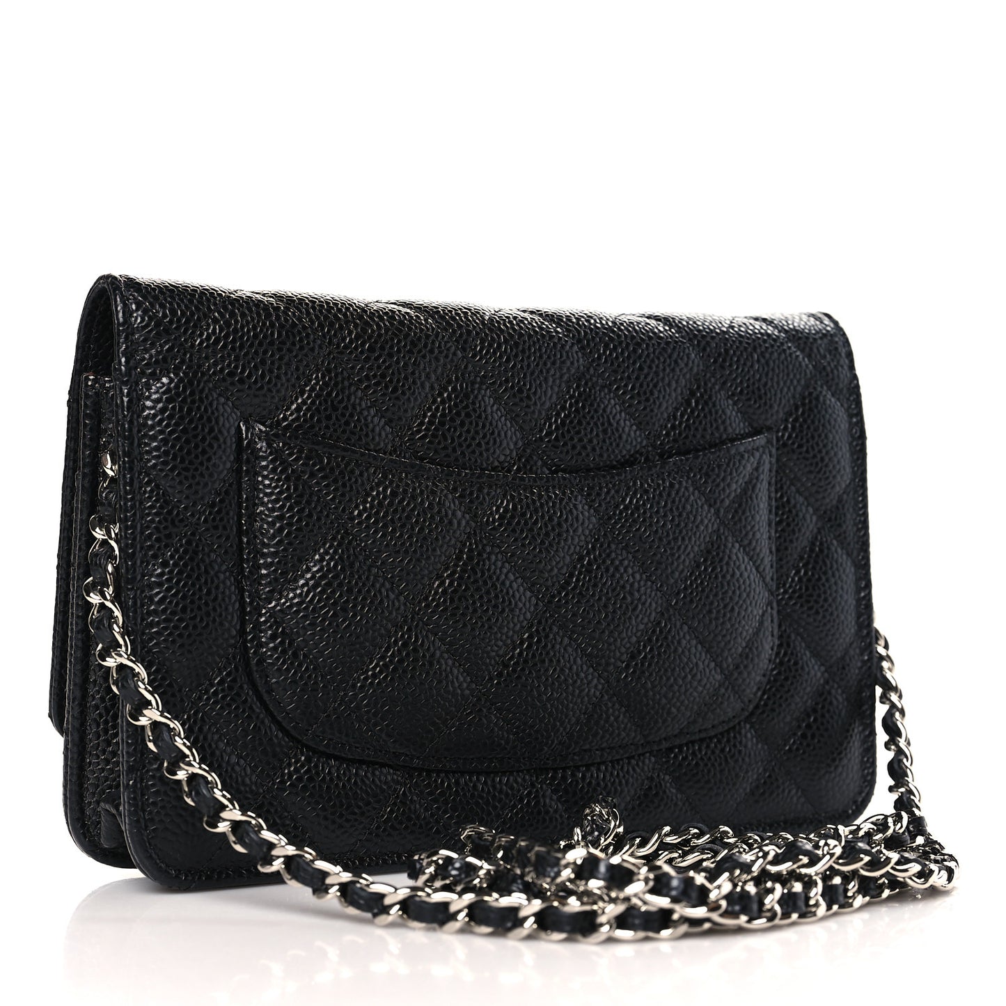 Caviar Quilted Wallet on Chain WOC Black