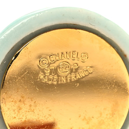 Chanel Resin Logo Clip On Earrings Blue 4 of 4