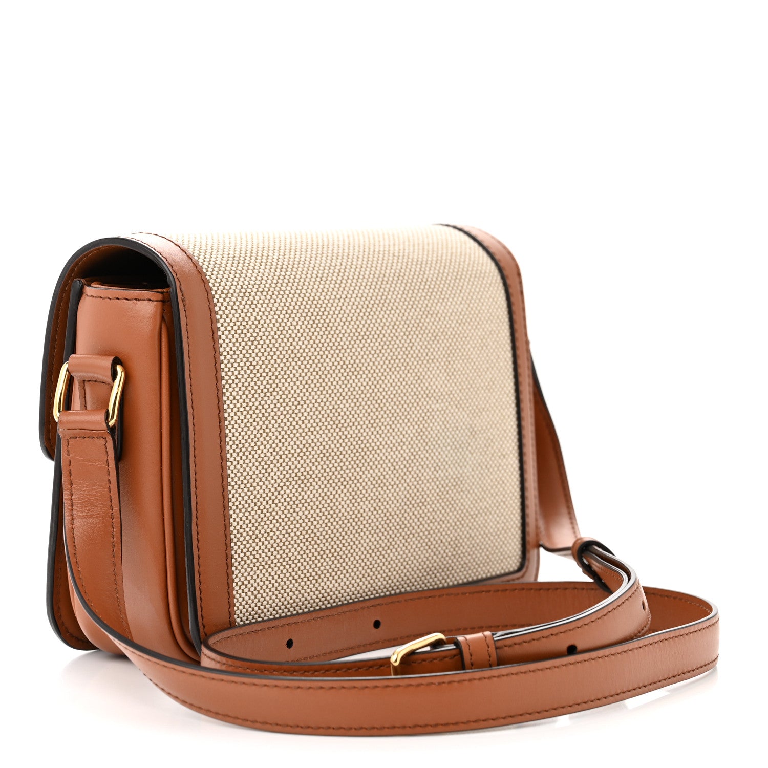 Celine Textile Natural Calfskin Teen Triomphe White Tan 3 of 11
