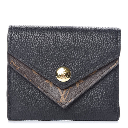 Louis Vuitton Grained Calfskin Monogram Double V Compact Wallet Black 1 of 7