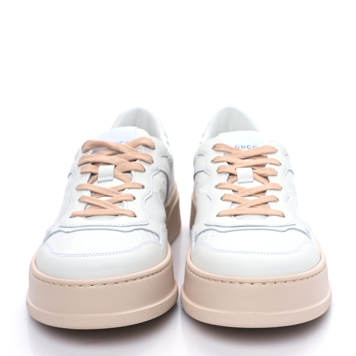 Calfskin GG Tennis Embossed Womens Platform 55mm Sneakers 40 White