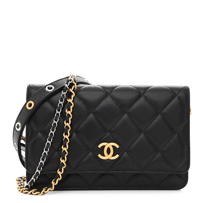 Chanel Goatskin Quilted Quilted Like A Wallet Wallet On Chain WOC Black 1 of 12