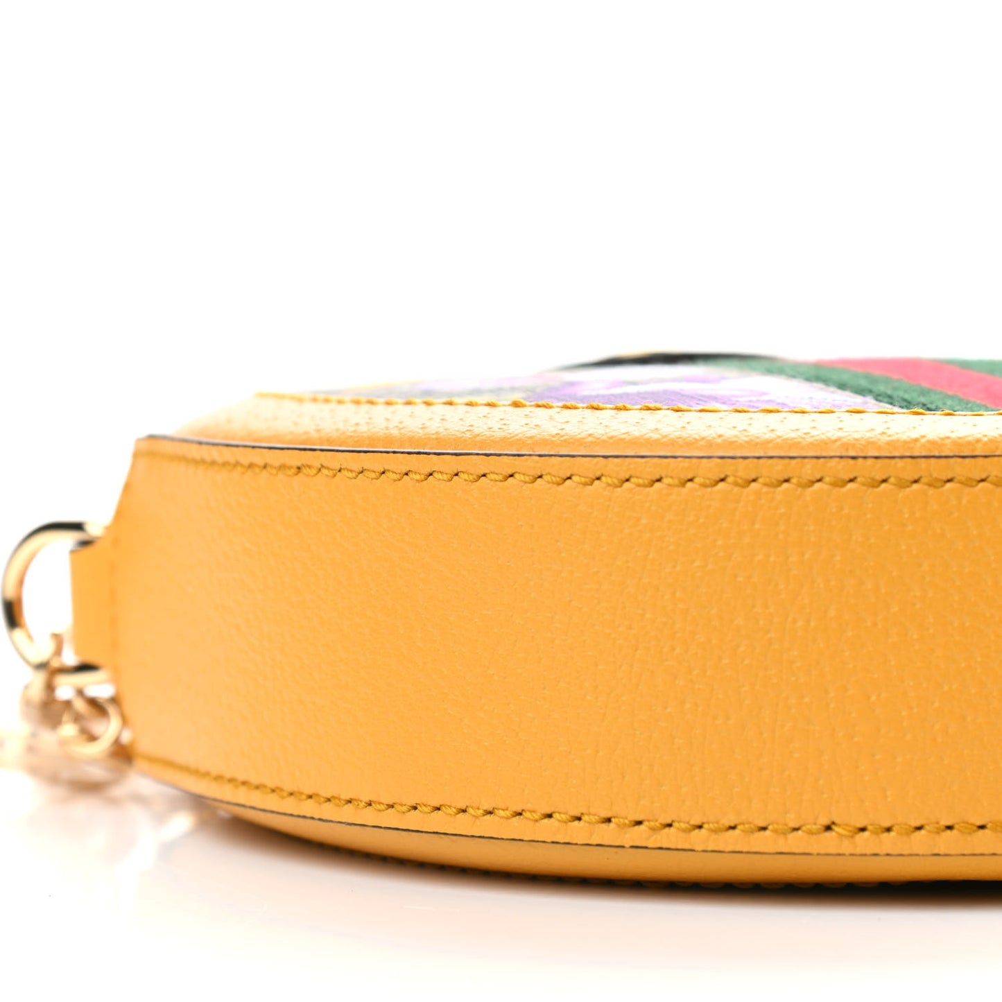 GG Supreme Monogram Flora Web Mini Ophidia Round Shoulder Bag Beige Multicolor Crop