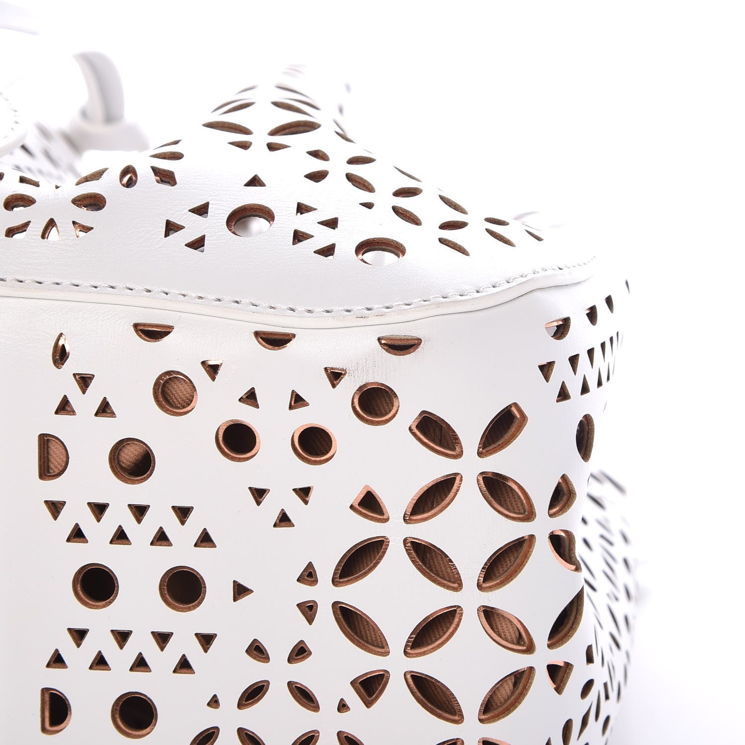 Alaia Lux Calfskin Laser Cut Rose-Marie 19 Bag White 9 of 9