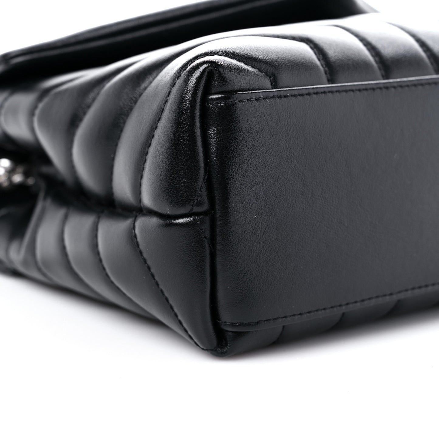 Calfskin Y Quilted Monogram Small Loulou Chain Satchel Black