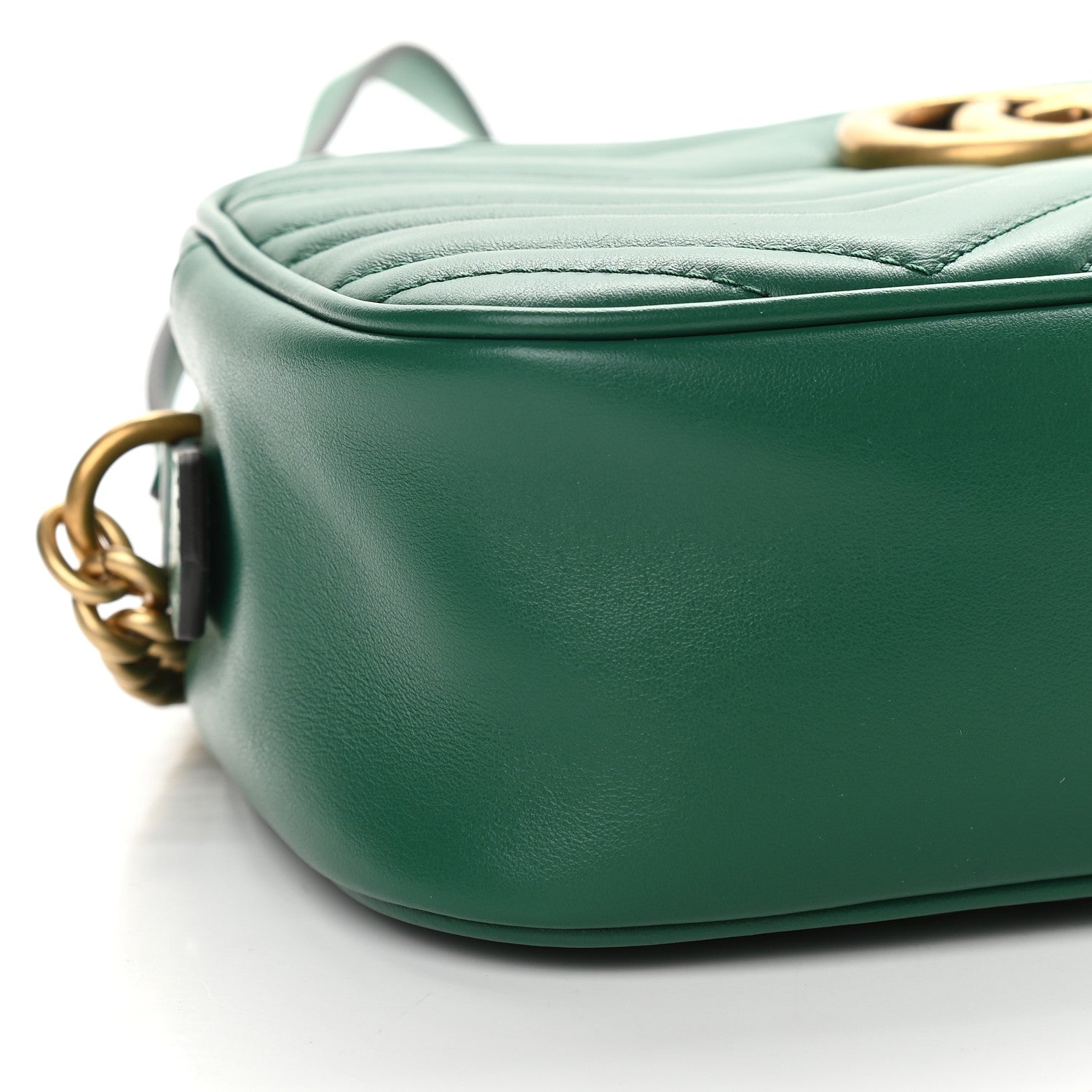 Gucci Calfskin Matelasse Small GG Marmont Chain Shoulder Bag Emerald Green 8 of 9