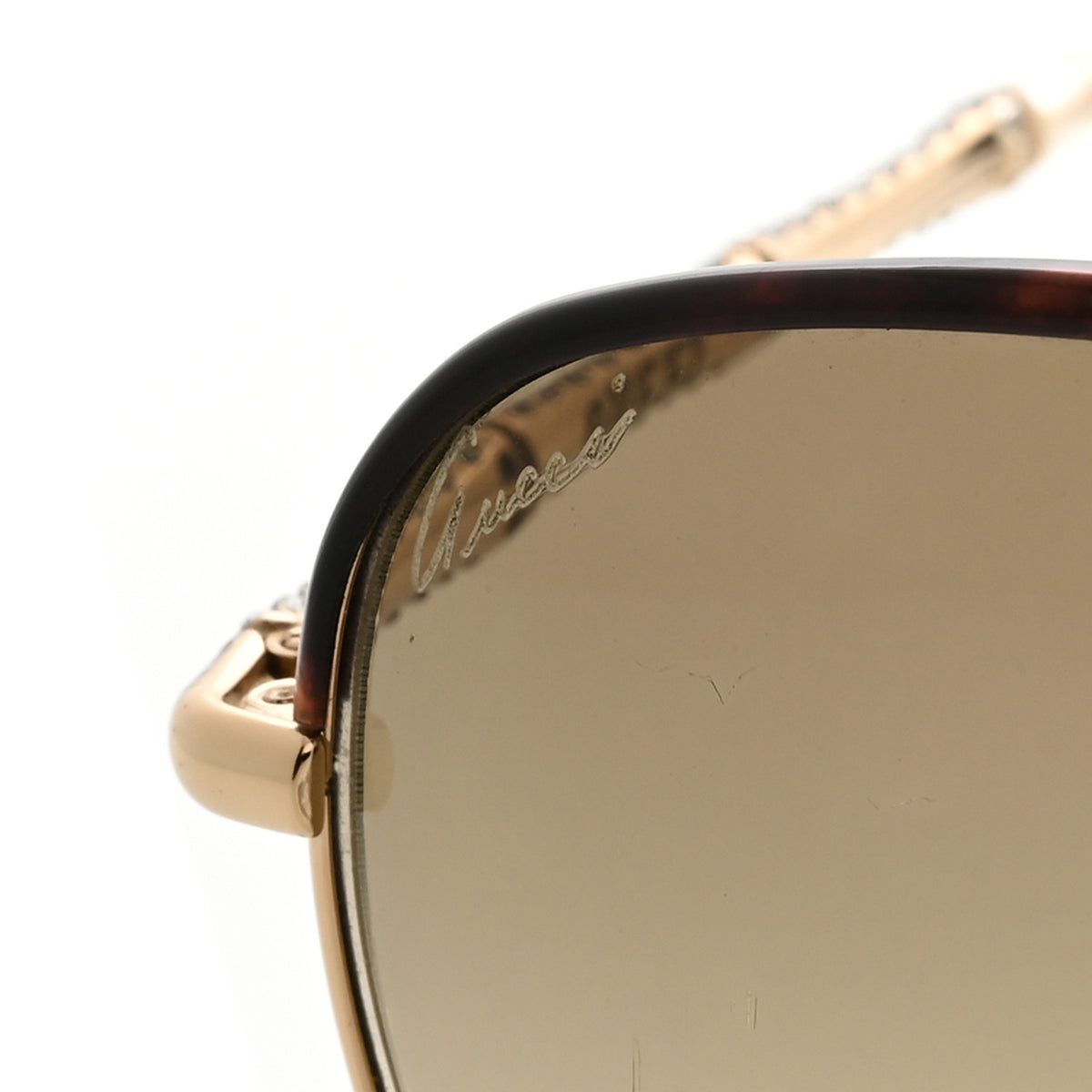 Gucci Crystal Bamboo Aviator Sunglasses GG4276/N/S Gold 7 of 10