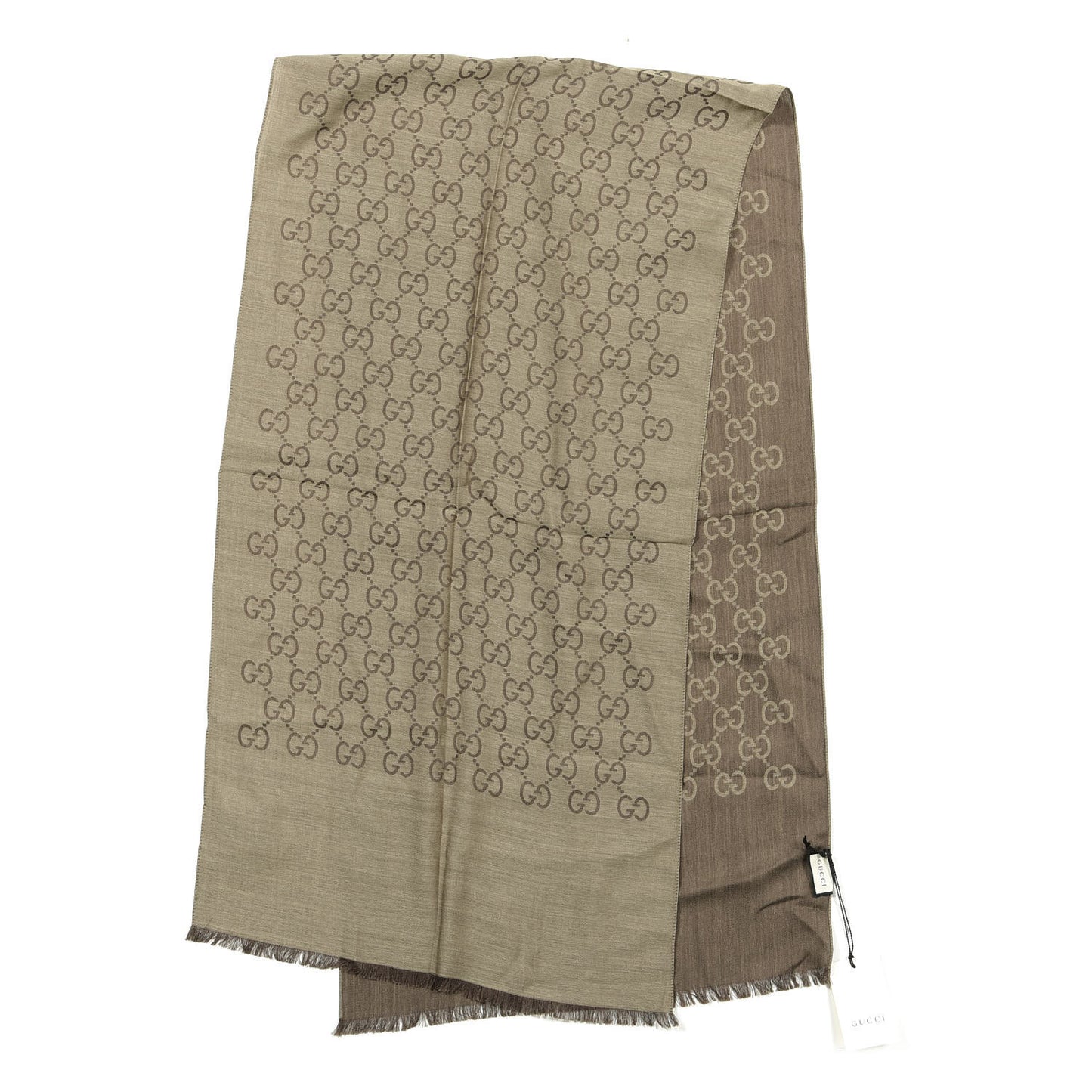 Wool Silk GG Monogram GGNat Scarf Rope Dark Brown