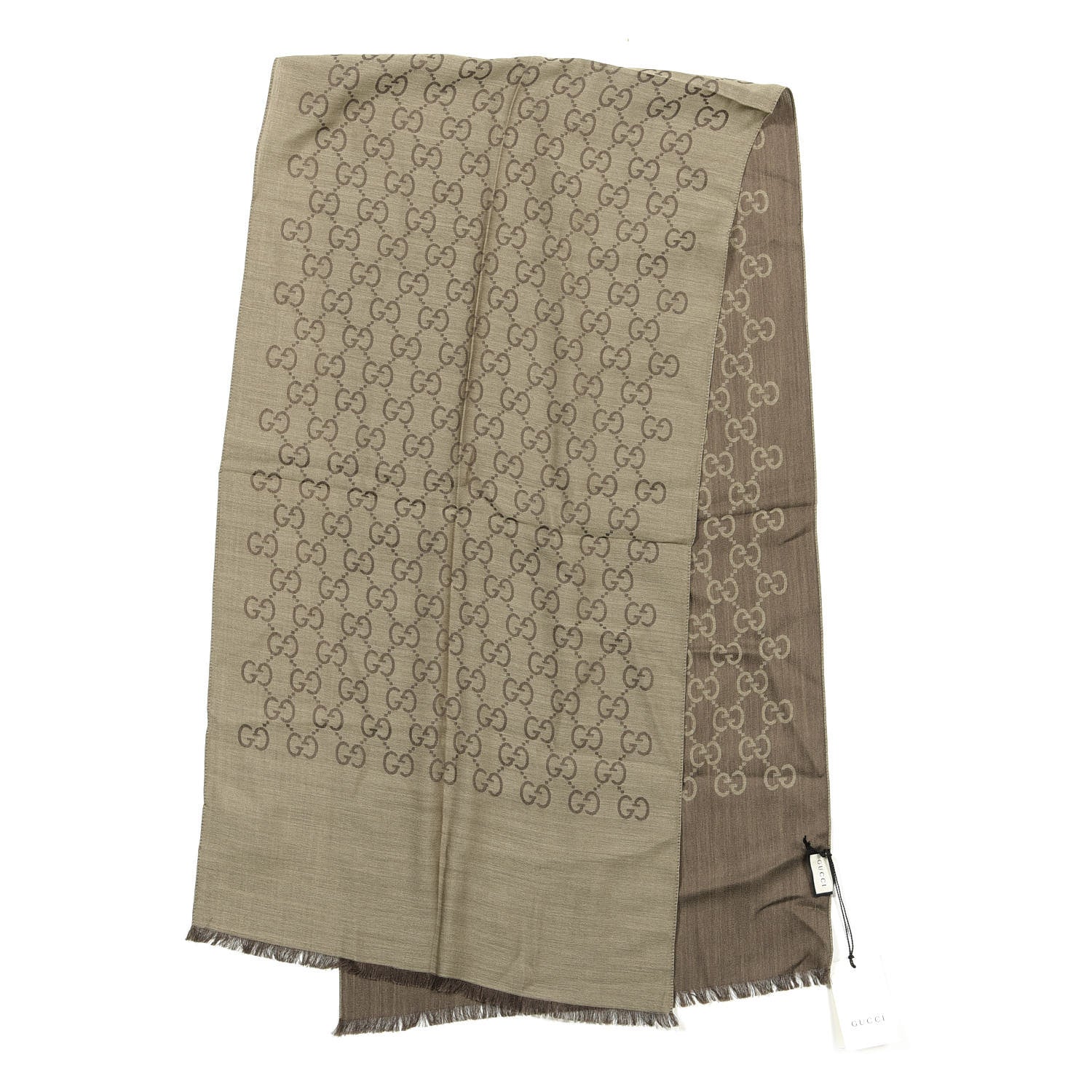 Gucci Wool Silk GG Monogram GGNat Scarf Rope Dark Brown 2 of 4