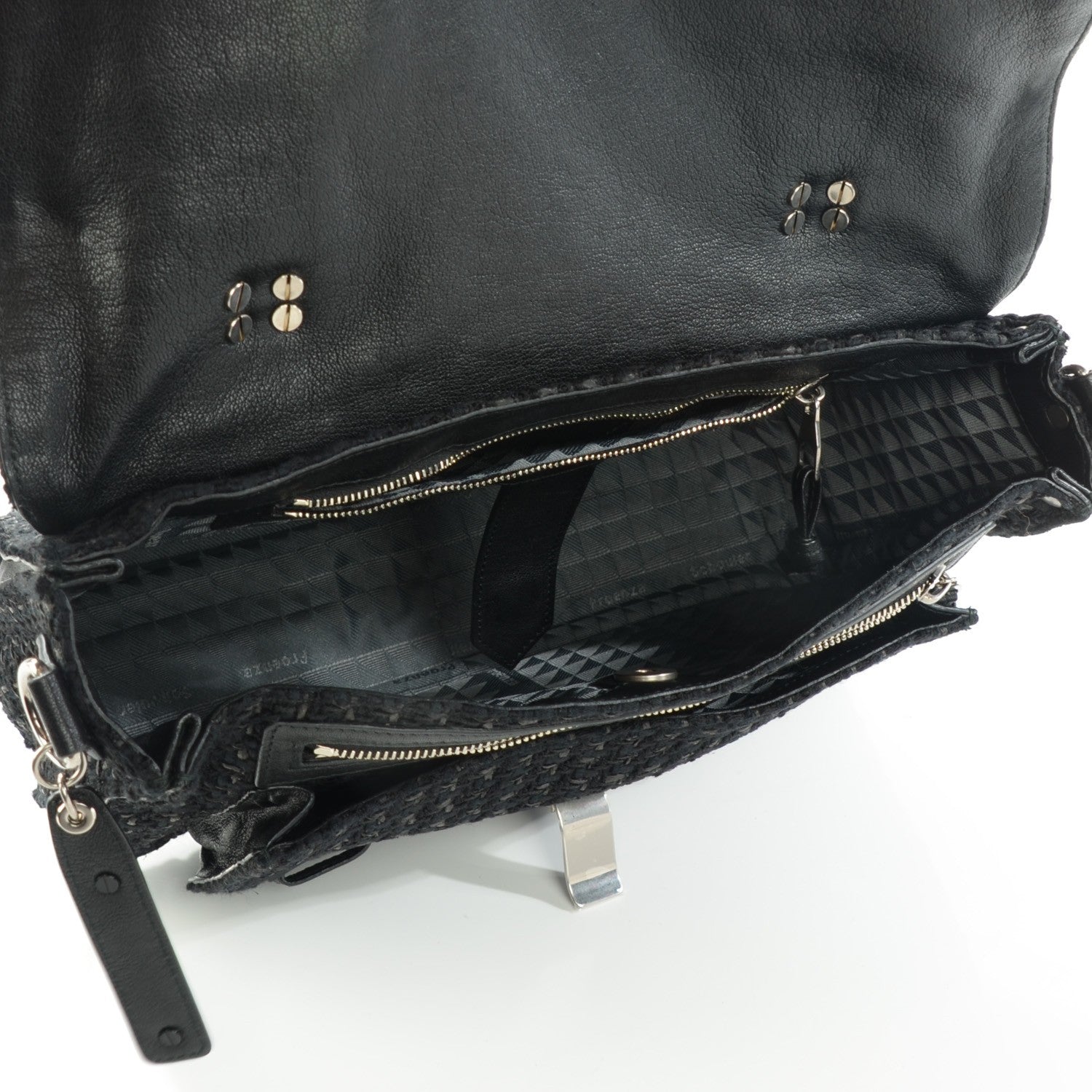 Proenza Schouler Lorma Tweed Lambskin Medium PS1 Satchel Black 12 of 13
