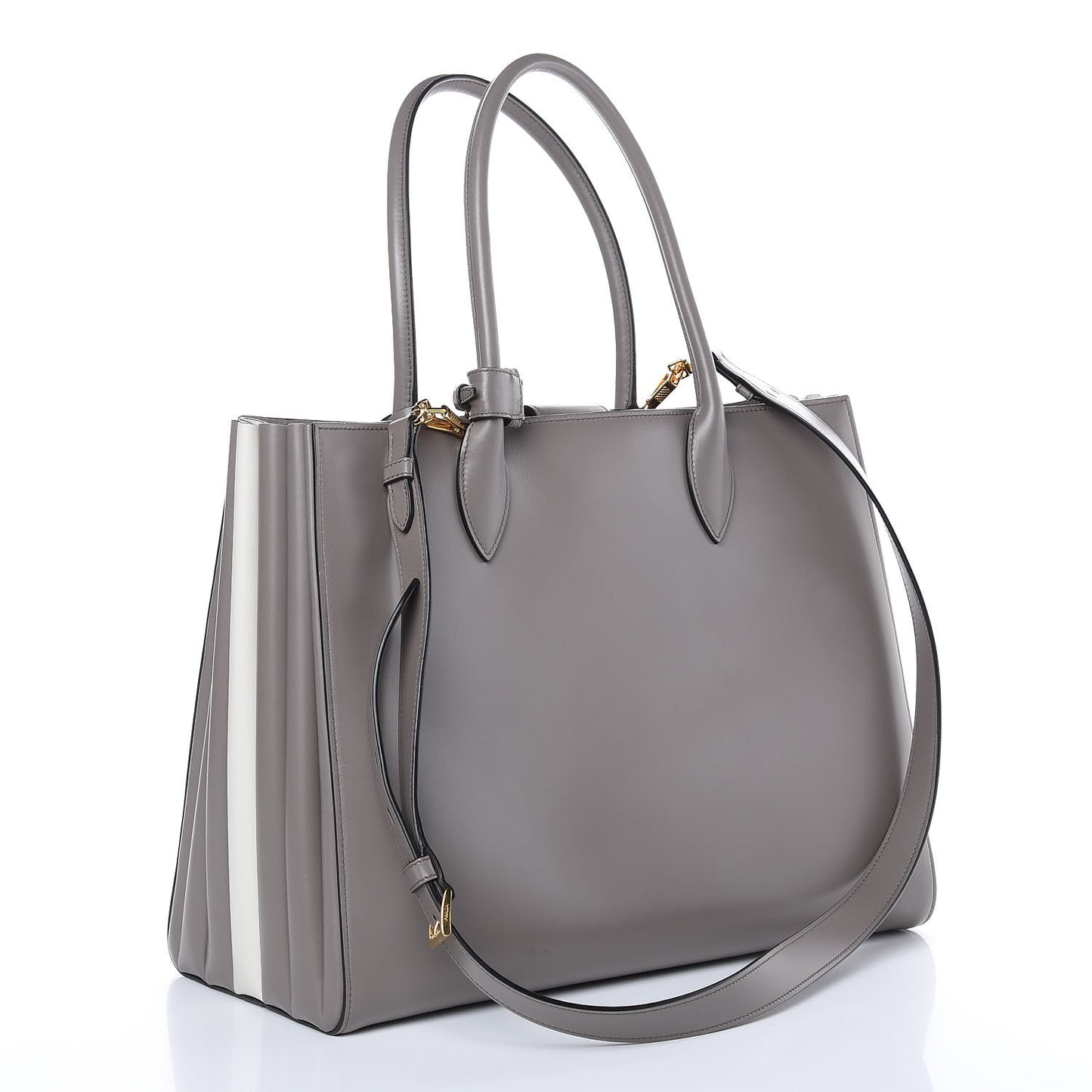 City Calfskin Bibliotheque XL Tote Argilla Talco