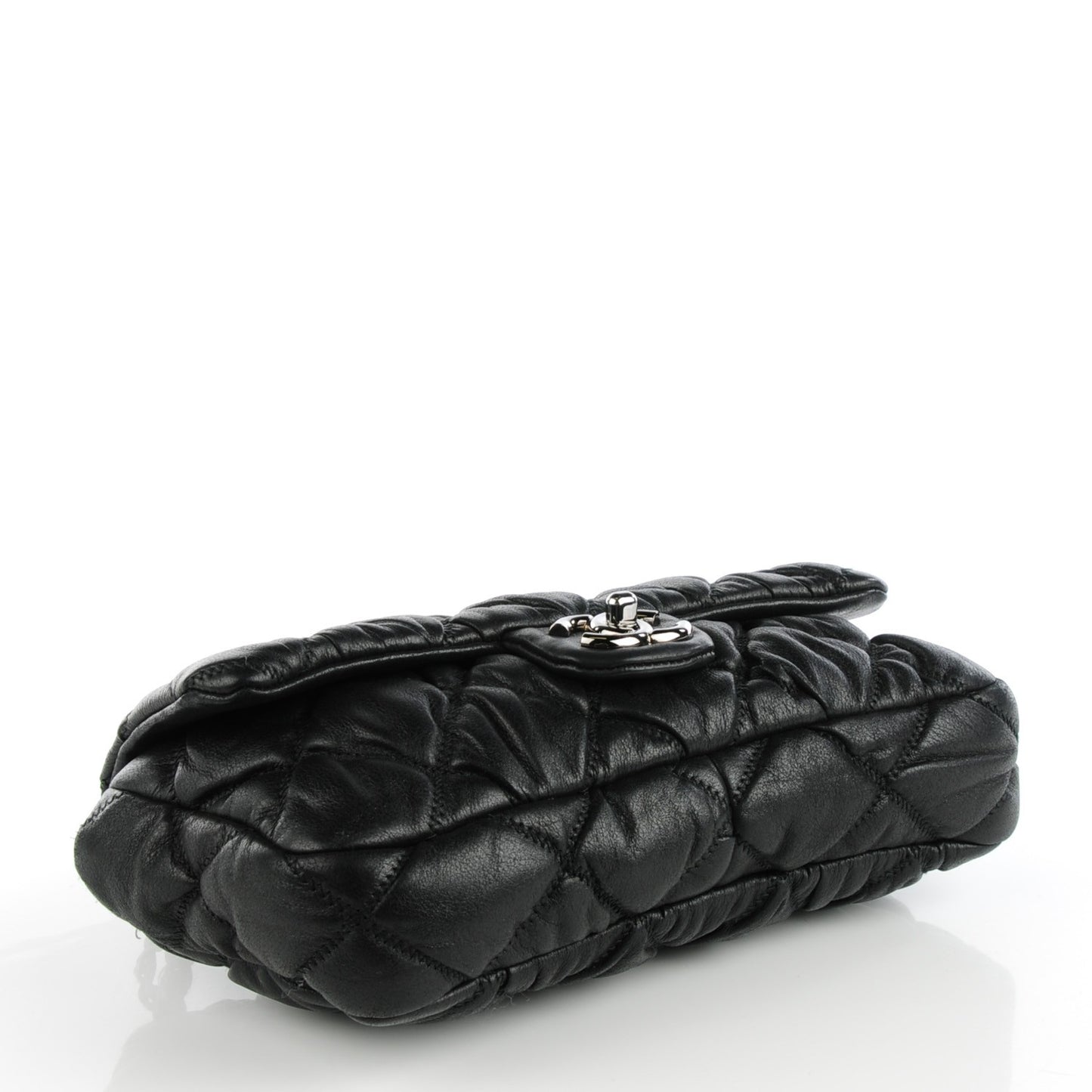 Calfskin Small Bubble Quilt Flap Bag Black