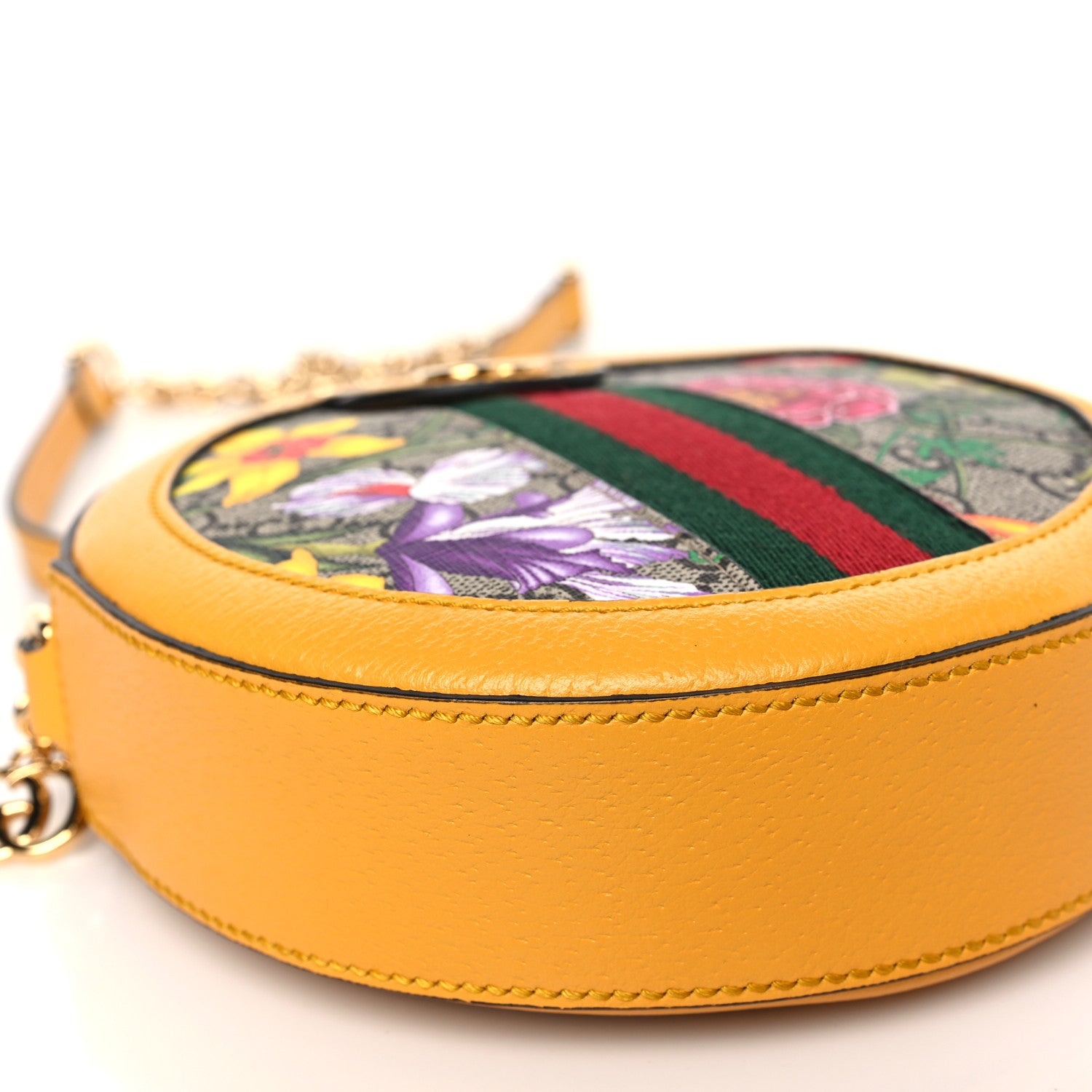 Gucci GG Supreme Monogram Flora Web Mini Ophidia Round Shoulder Bag Beige Multicolor Crop 8 of 9