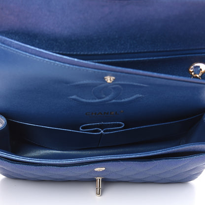 Chanel Iridescent Caviar Quilted Medium Double Flap Dark Blue 5 of 13