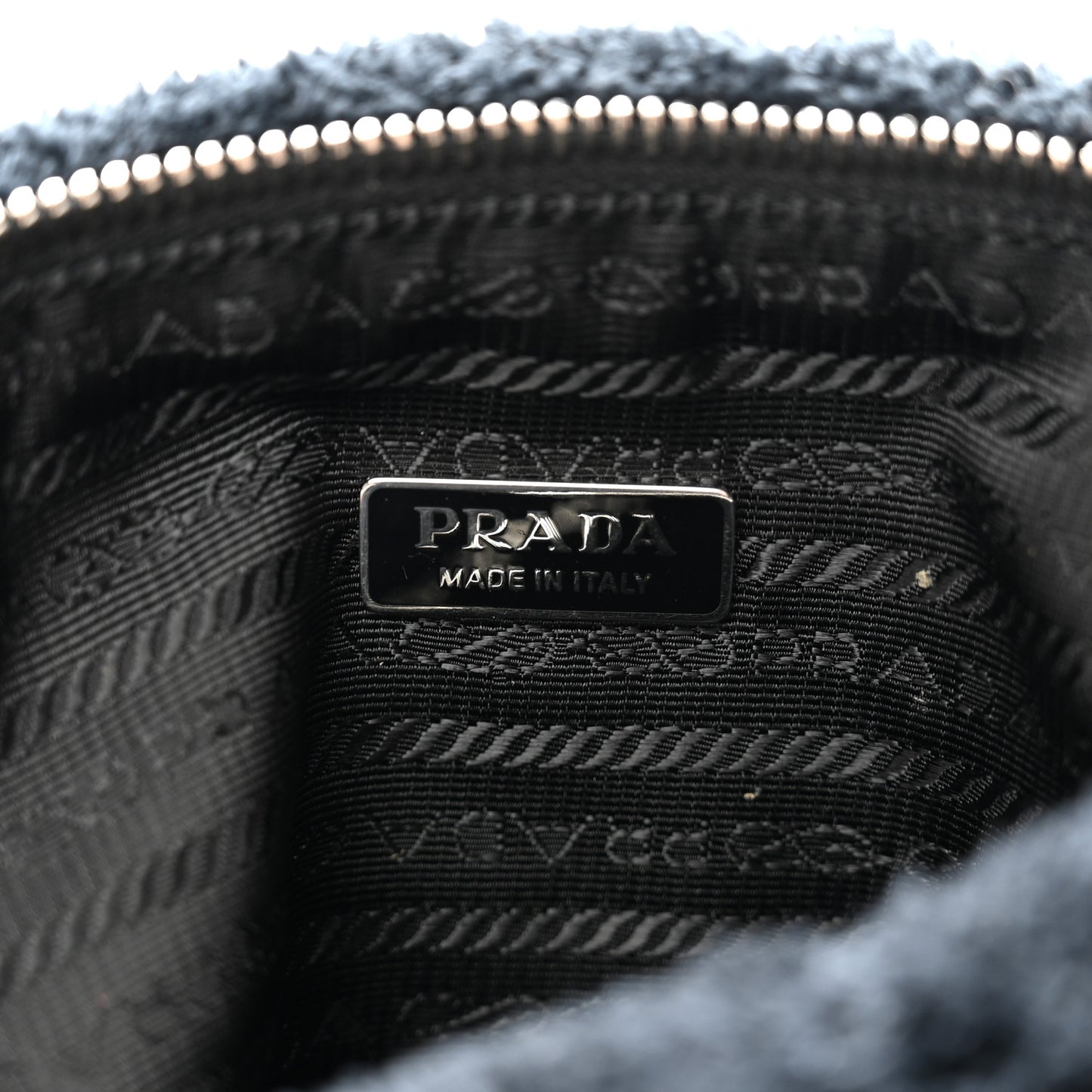 Terry Cloth Triangle Shoulder Bag Black White