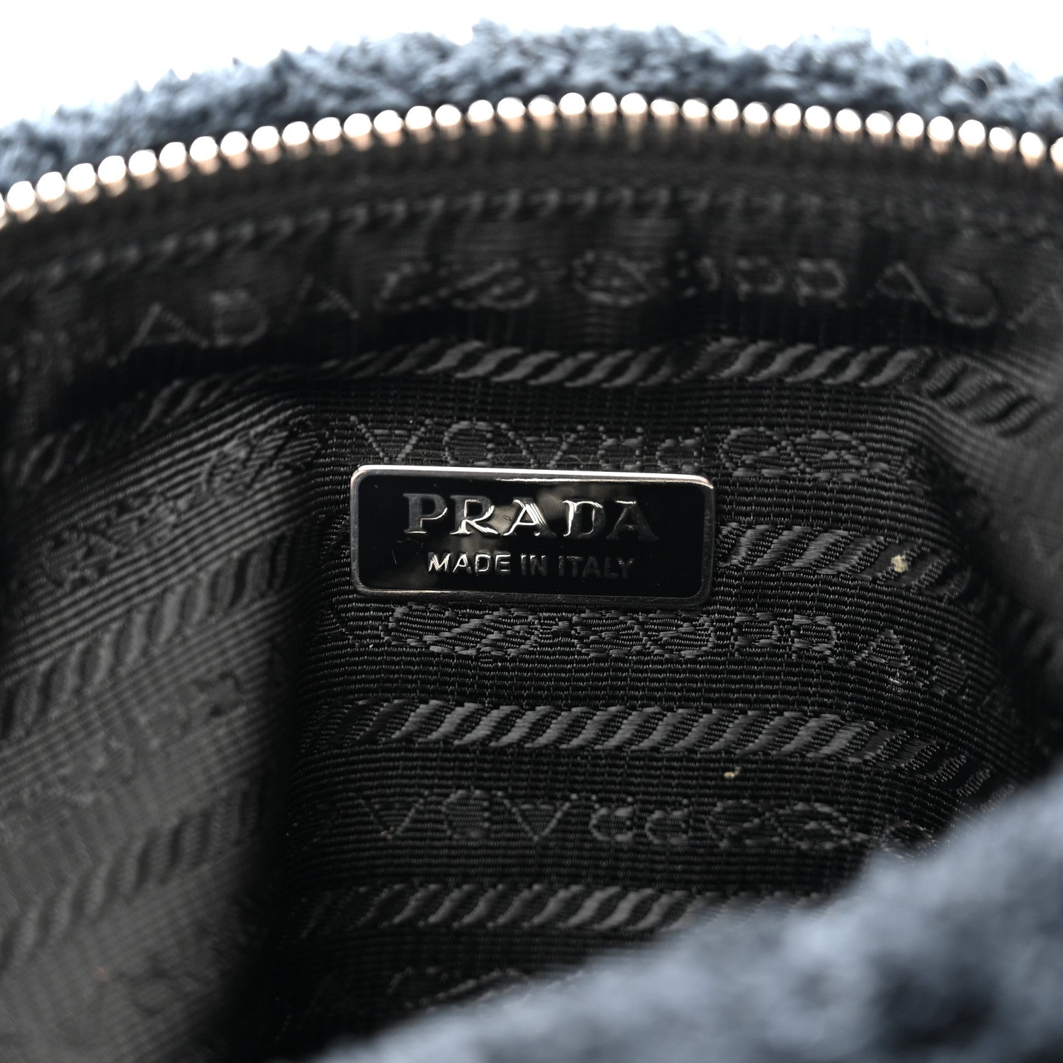 Prada Terry Cloth Triangle Shoulder Bag Black White 6 of 9