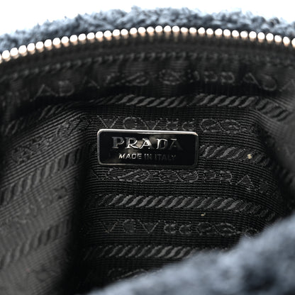 Prada Terry Cloth Triangle Shoulder Bag Black White 6 of 9