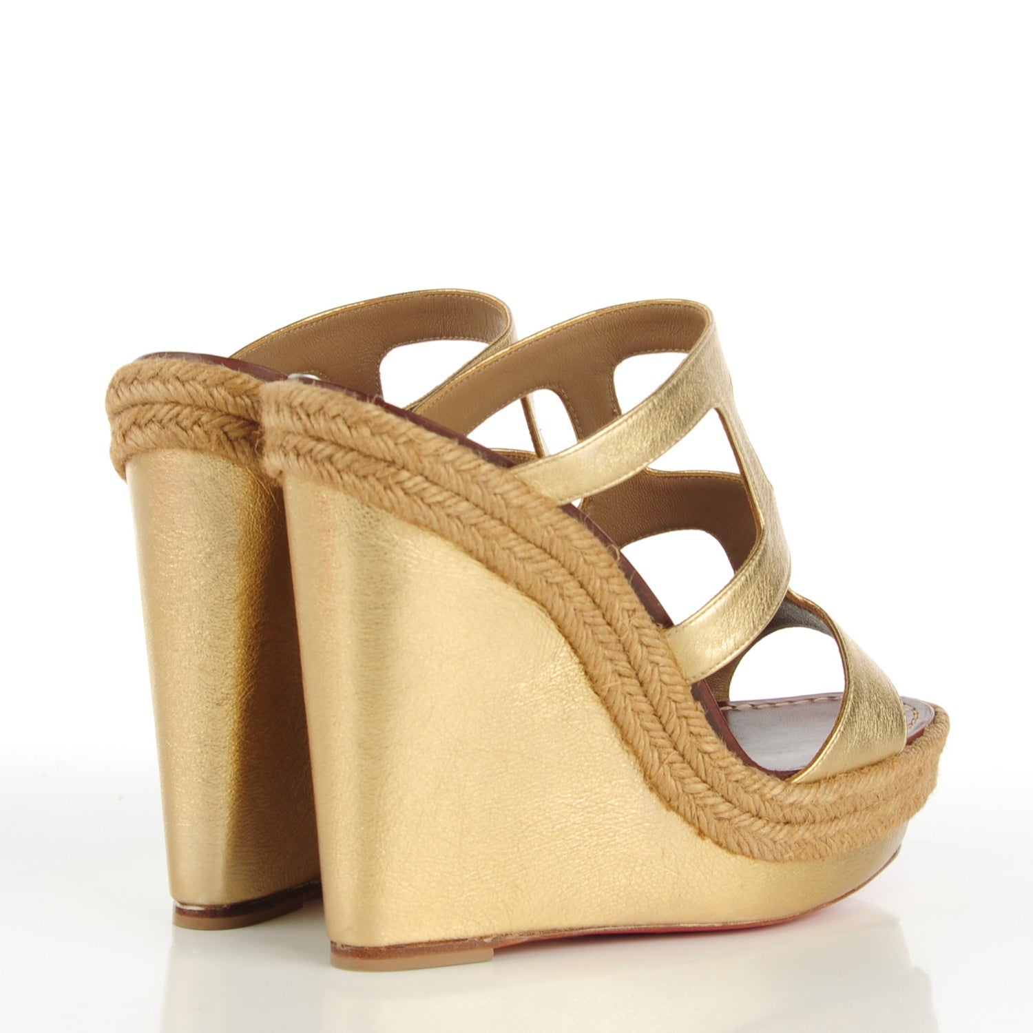 Christian Louboutin Laminated Calf Platform Espadrille Slides 39 Mekong 4 of 7