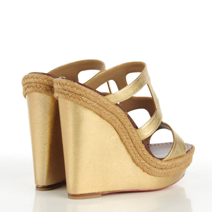 Christian Louboutin Laminated Calf Platform Espadrille Slides 39 Mekong 4 of 7