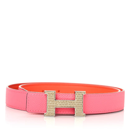 Hermes Epsom Swift Lizard 24mm Mini Constance H Belt 75 Orange Poppy Rose Azalee 1 of 5