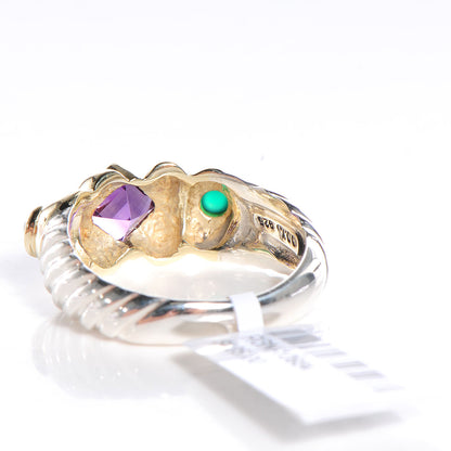 David Yurman Sterling Silver 14k Yellow Gold Amethyst Emerald Renaissance Ring 7 3 of 5