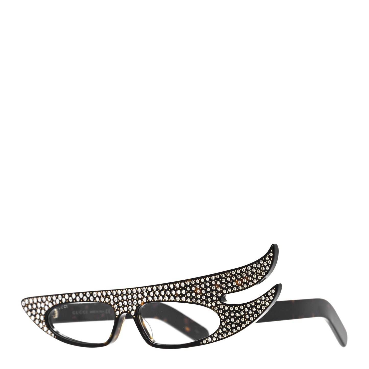 Acetate Asymmetrical Crystal Sunglasses GG0240S Havanna