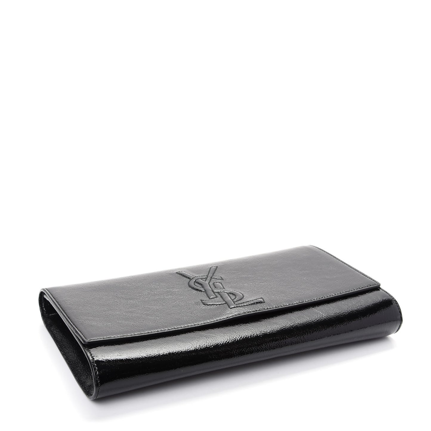 Textured Patent Monogram Large Belle De Jour Clutch Black