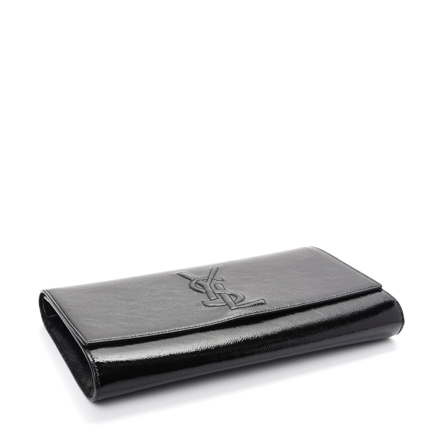 Saint Laurent Textured Patent Monogram Large Belle De Jour Clutch Black 4 of 7