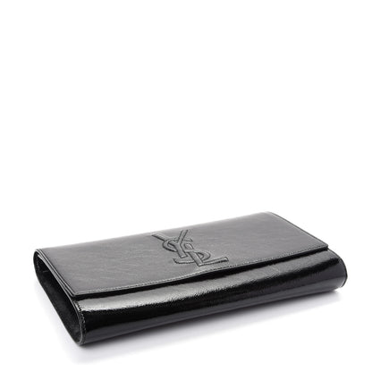 Saint Laurent Textured Patent Monogram Large Belle De Jour Clutch Black 4 of 7