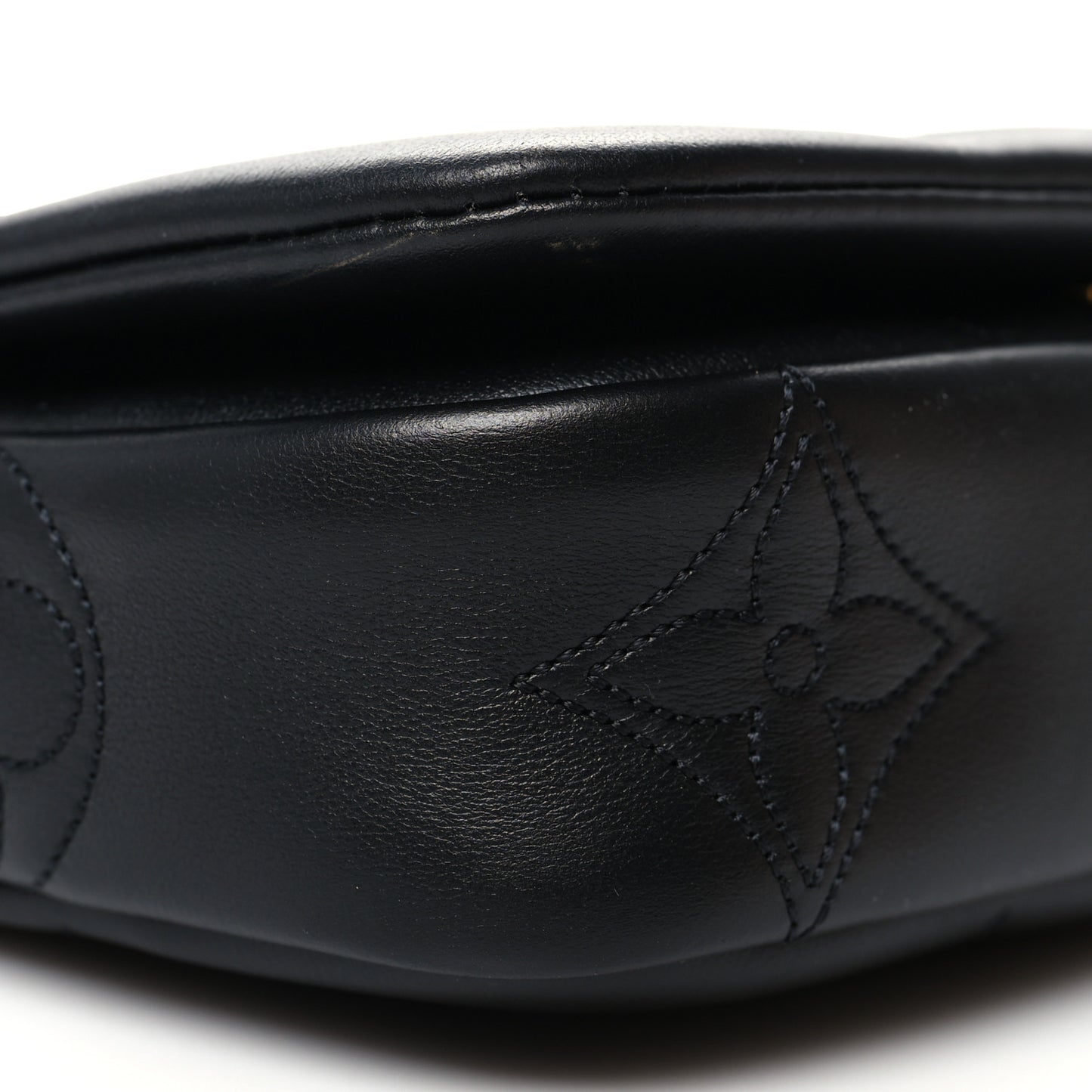 Calfskin Bubblegram Wallet On Strap Black