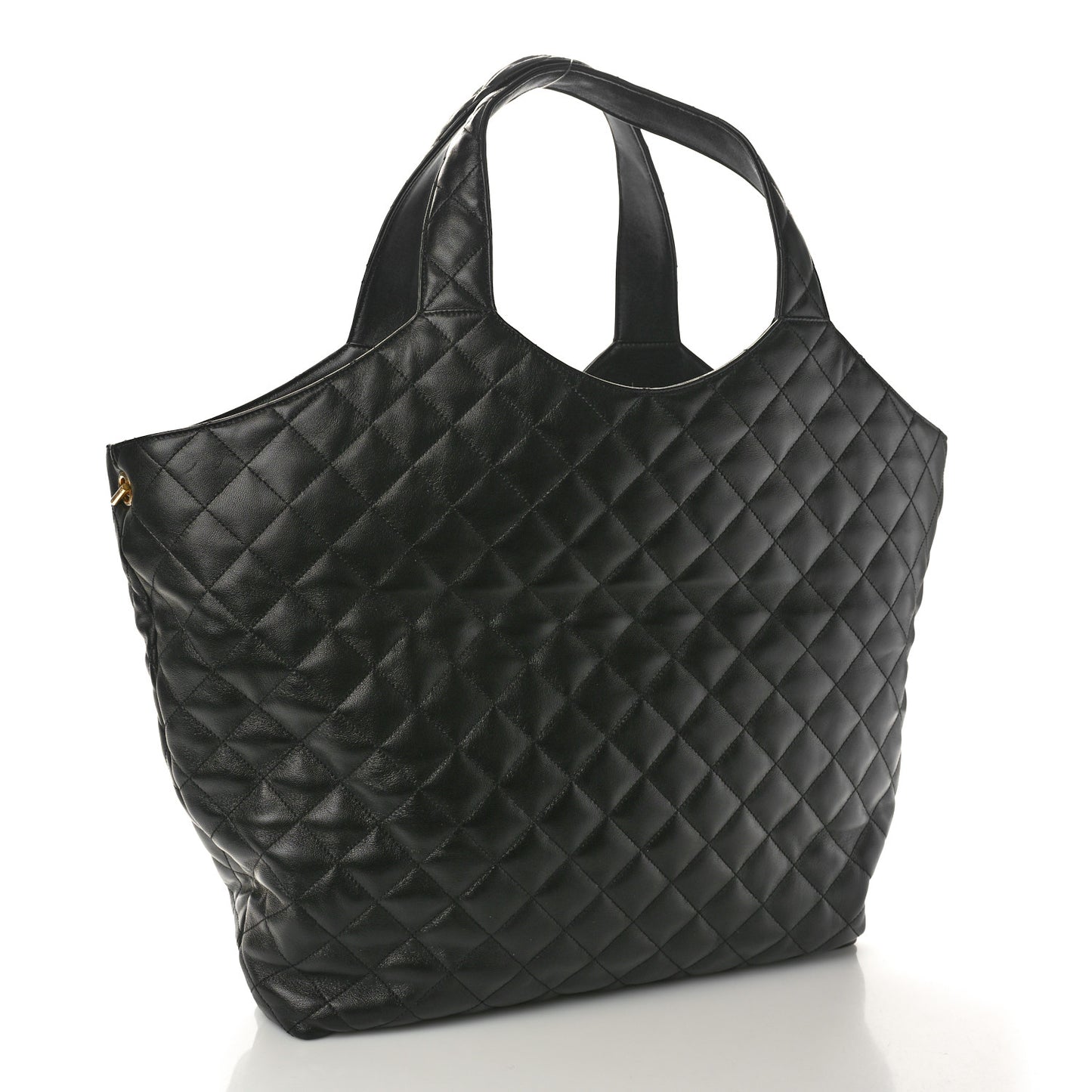 Lambskin Quilted Maxi Icare Shopping Tote Black