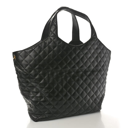 Saint Laurent Lambskin Quilted Maxi Icare Shopping Tote Black 4 of 11