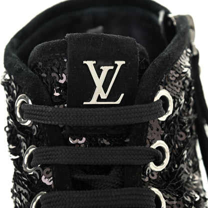 Louis Vuitton Suede Sequin High Top Sneakers 37.5 Black 6 of 8