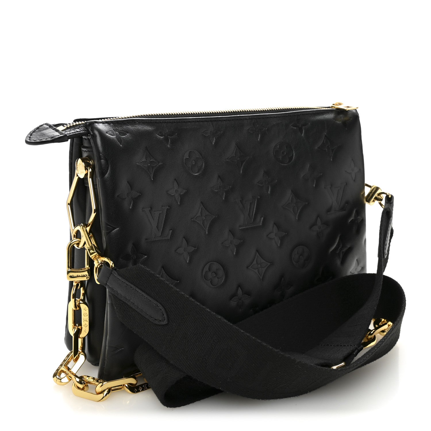 Louis Vuitton Lambskin Embossed Monogram Coussin PM Black 3 of 12