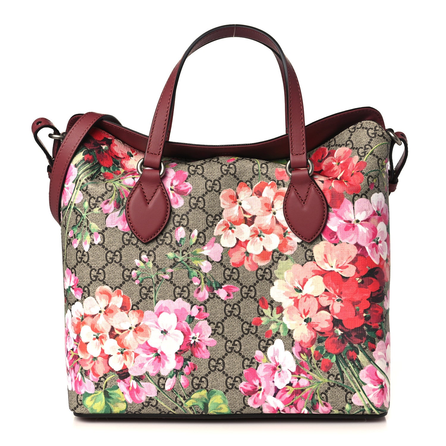 Gucci GG Supreme Monogram Blooms Linea A Foldover Tote Beige Multicolor Dry Rose 1 of 10