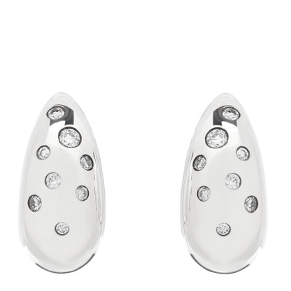 David Yurman Sterling Silver Diamond 15mm Pure Form Earrings 1 of 4