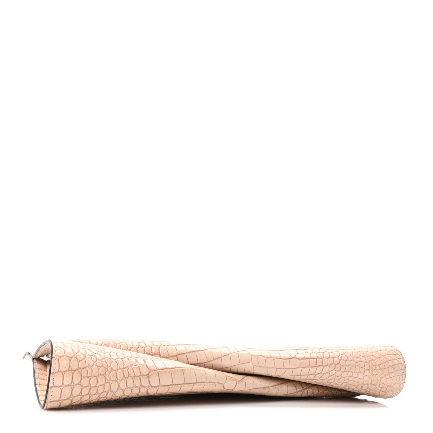 Christian Louboutin Crocodile Embossed Calfskin Loubi Twist Zip Clutch Bag Beige 4 of 9