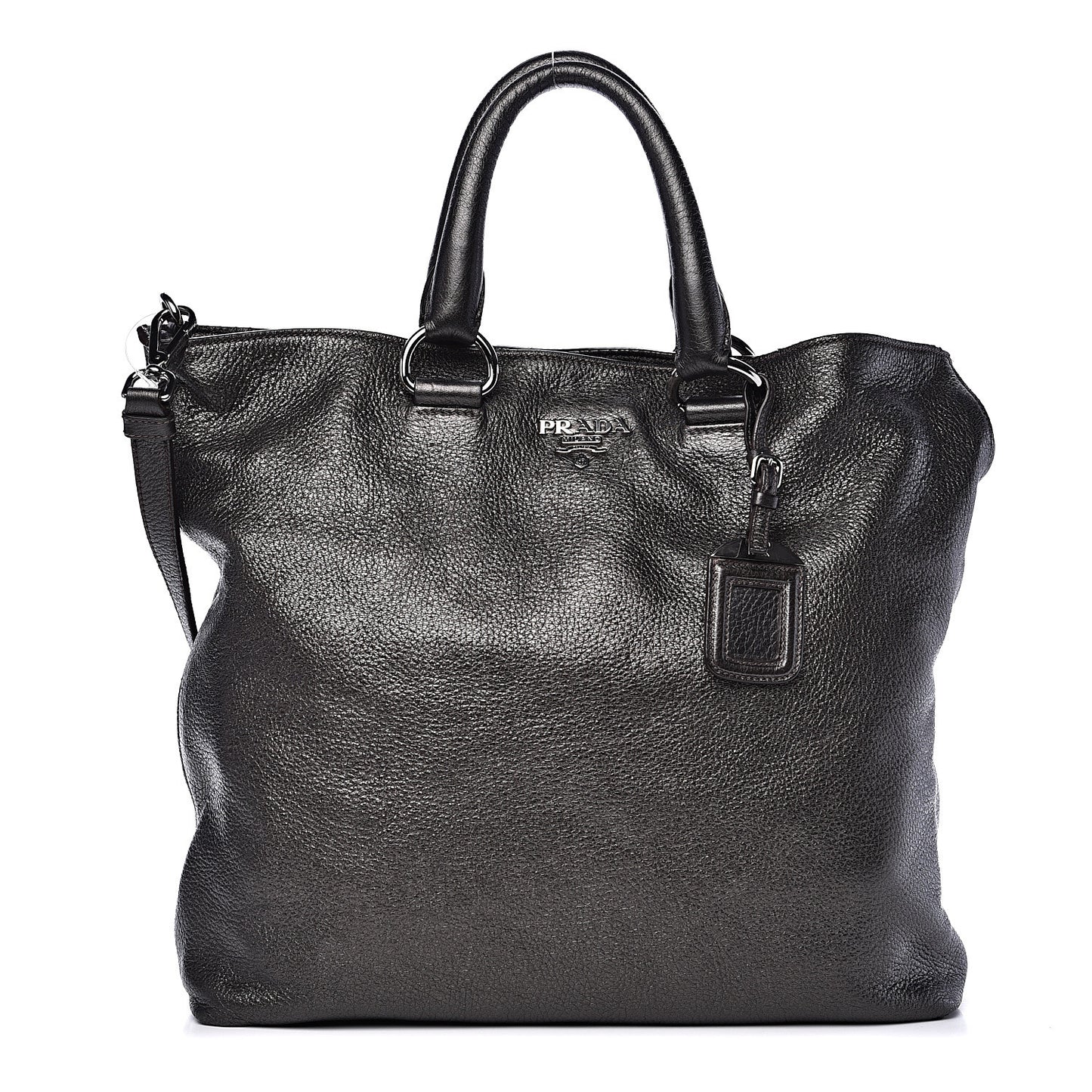 Metallic Vitello Daino Shopping Tote Black