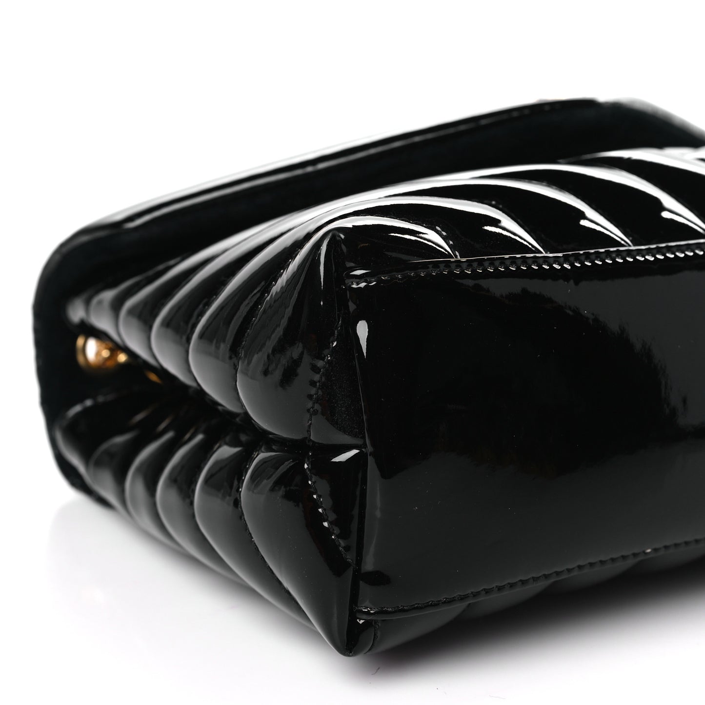 Patent Y Quilted Monogram Small Loulou Chain Satchel Black