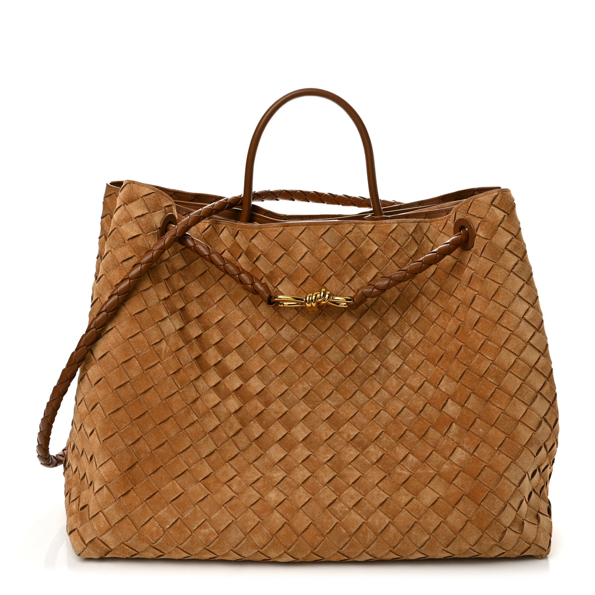 Bottega Veneta Suede Intrecciato Large Andiamo Shoulder Bag Acorn 1 of 12