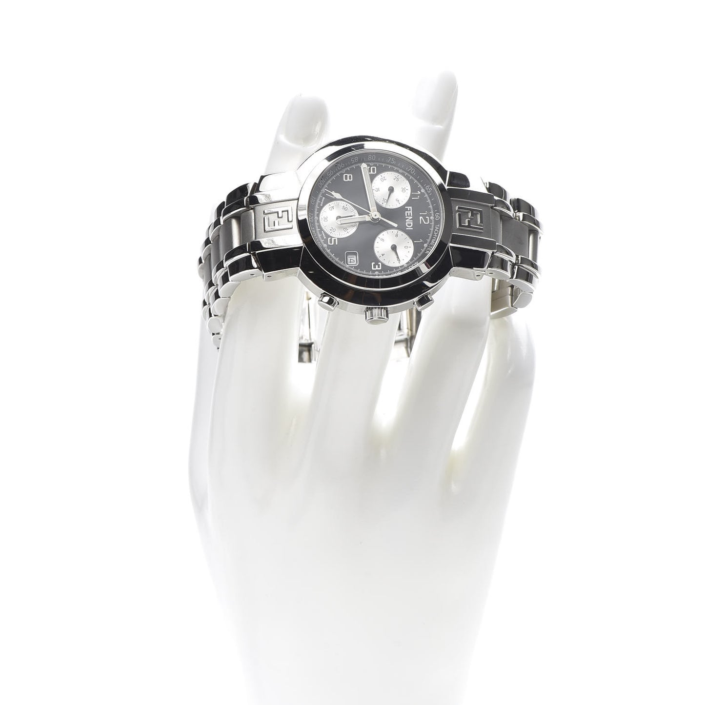 Stainless Steel 39mm Zucca Chronograph Quartz Watch Black