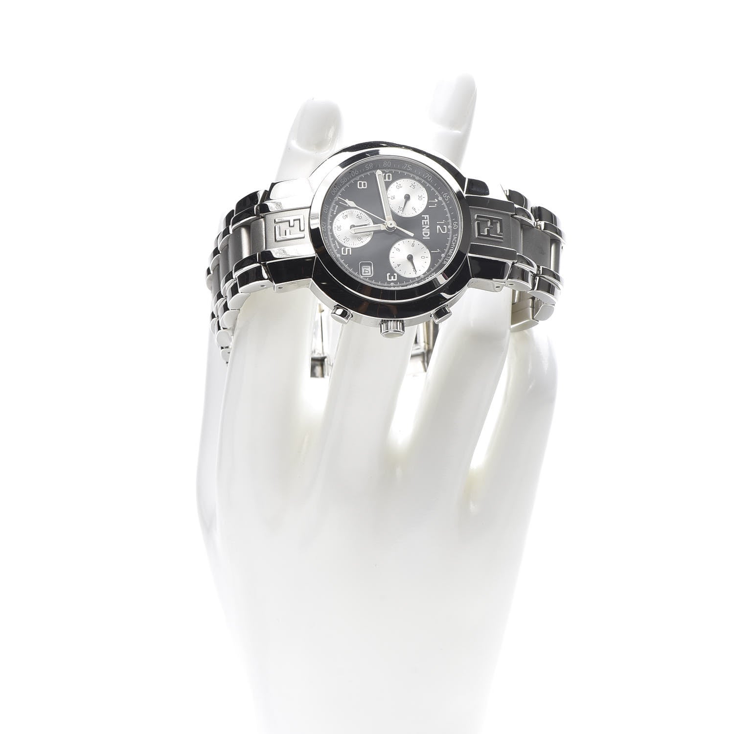 Fendi Stainless Steel 39mm Zucca Chronograph Quartz Watch Black 2 of 6