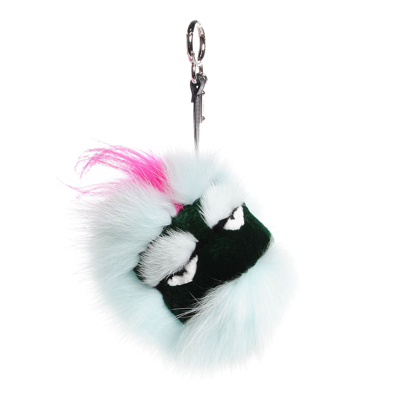 Fendi Fox Rabbit Goat Mink Fur Vitello Flamingo Bagood Monster Bag Bug Charm Light Blue 1 of 6