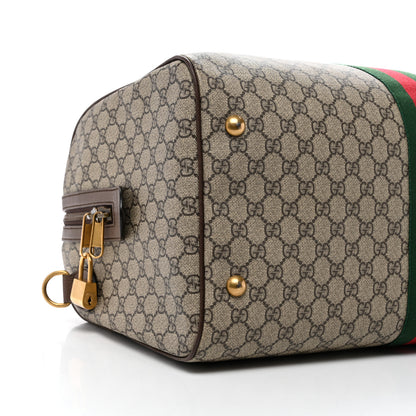 Gucci GG Supreme Monogram Textured Dollar Calfskin Web Medium Ophidia Carry-On Duffle Bag Beige Ebony New Acero 8 of 10