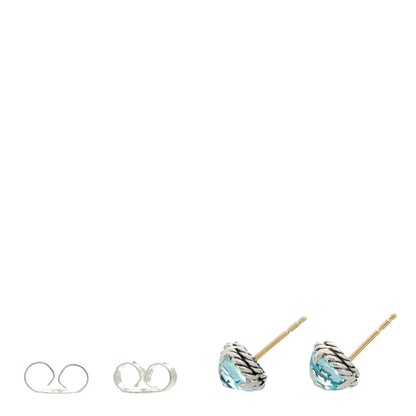 David Yurman Sterling Silver Blue Topaz 8mm Chatelaine Earrings 3 of 5