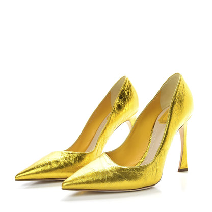 Christian Dior Shiny Crinkled Lambskin Songe Pumps 38.5 Juane 3 of 10