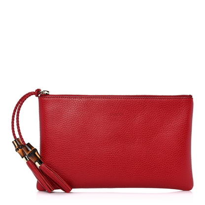 Gucci Calfskin Large Bamboo Clutch Red 1 of 10