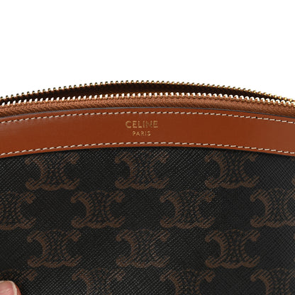 Celine Triomphe Canvas Calfskin Small Zipped Pouch Tan 7 of 8