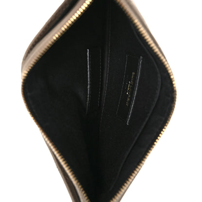 Saint Laurent Grain De Poudre Chevron Monogram Bill Pouch Sea Salt 5 of 10